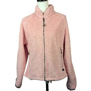 HOT CHILLYS L Teddy Bear Fleece Jacket Pink Full Zip Soft Plush Comfy